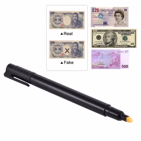 Counterfeit Money Detector Pen Fake Euro Money Detector Pen Money Counterfeit Fake Banknote Tester for Us Dollar Bill Euro