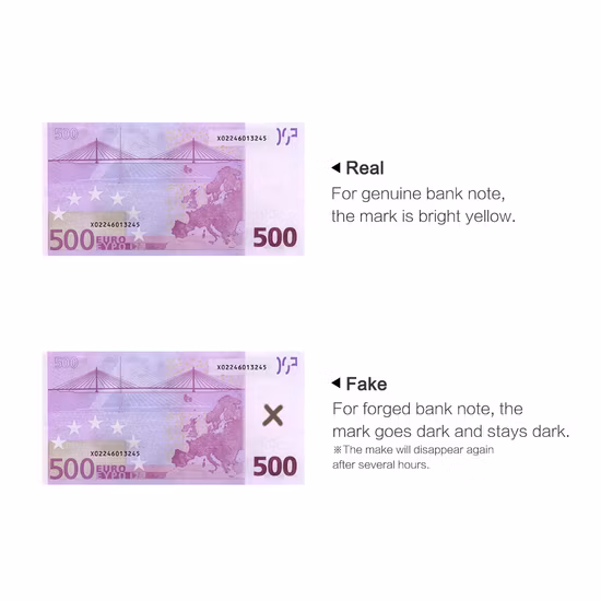 Counterfeit Money Detector Pen Fake Euro Money Detector Pen Money Counterfeit Fake Banknote Tester for Us Dollar Bill Euro